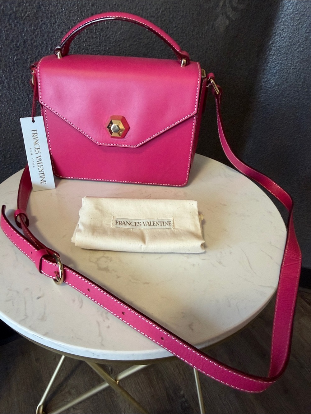Frances Valentine  Pink Leather Crossbody Bag . NEW with Tags
